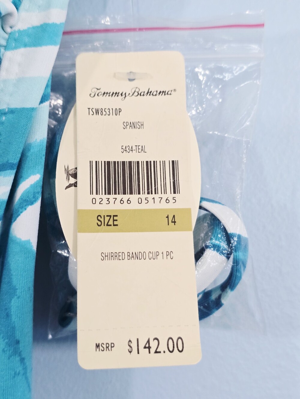 Tommy Bahama Teal and White Palm-Print One-Piece Swimsuit - Picture 8 of 8